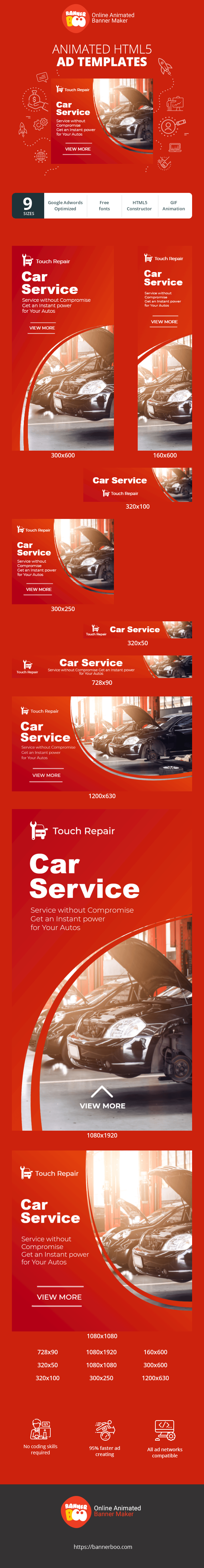 Banner ad template — Car Service — Service Without Compromise Get An Instant Power For Your Cars