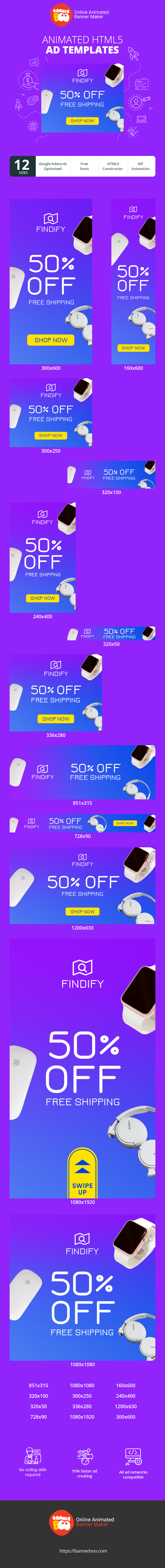 Szablon reklamy banerowej — Cyber Monday — 50 % Rabatt und kostenloser Versand