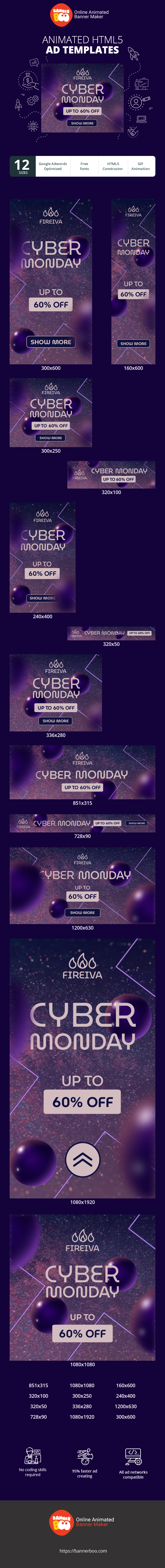 Banner ad template — Cyber Monday — Up To 60% Off
