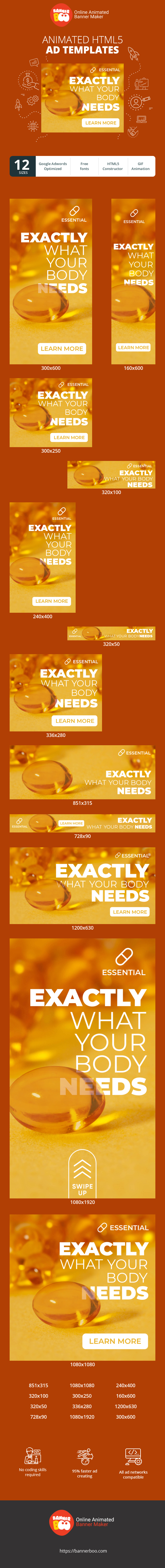 Banner ad template — Exactly What Your Body Needs — Pills