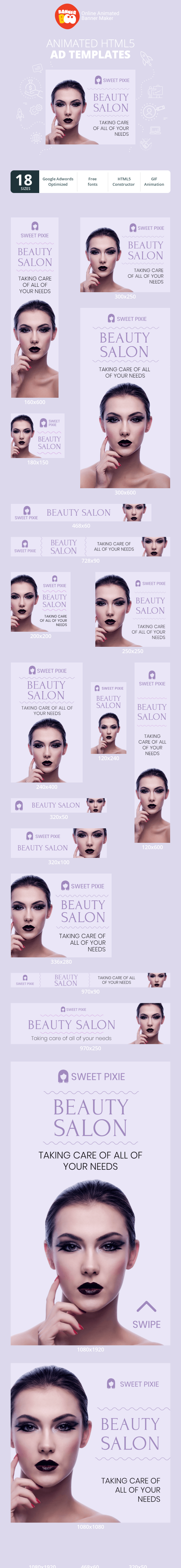 Banner ad template — Beauty Salon  —  Taking Care Of All Of Your Needs