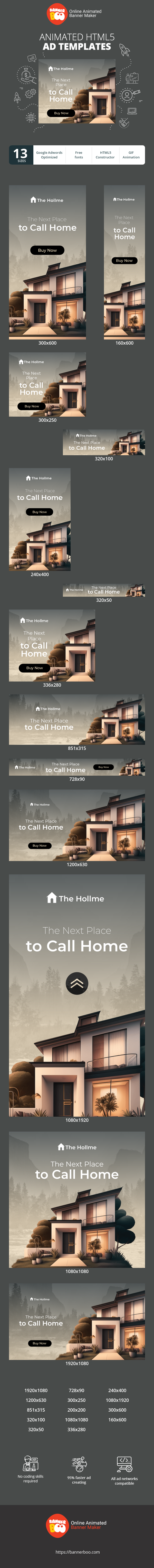 Banner ad template — The Next Place To Call Home — Real Estate