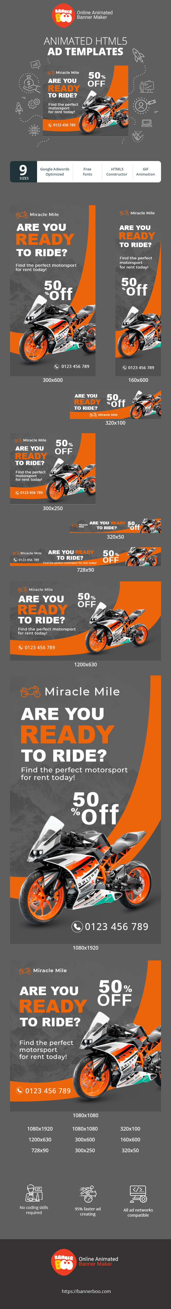 Szablon reklamy banerowej — Czy jesteś gotowy, aby jeździć? — Znajdź idealny sport motorowy do wynajęcia już dziś!