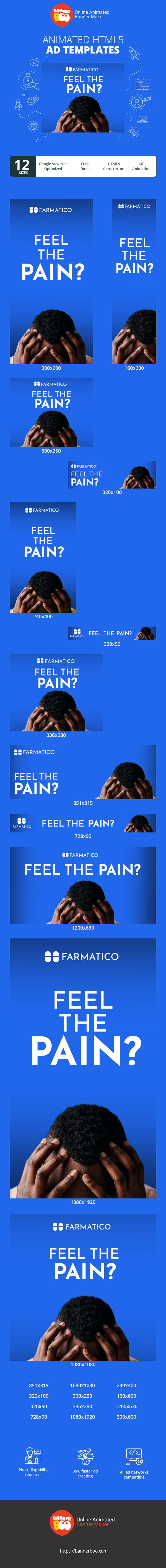 Szablon reklamy banerowej — Fühl den Schmerz? — Leben Sie ein schmerzfreies Leben