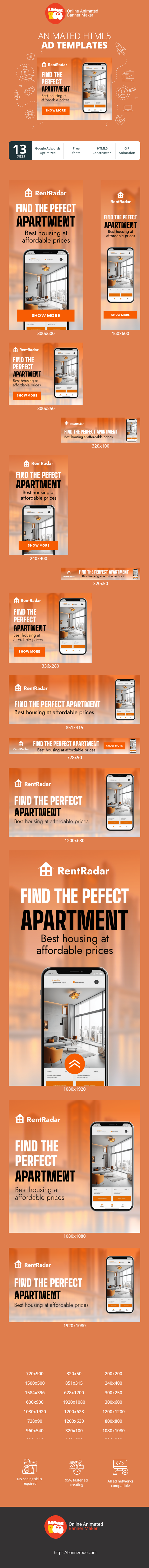 Шаблон рекламного баннера — Find The Perfect Apartment — Best Housing At Affordable Prices