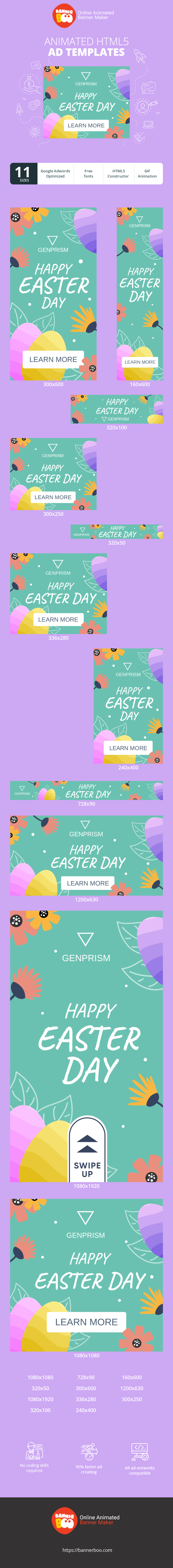 Banner ad template — Happy Easter Day — Holiday