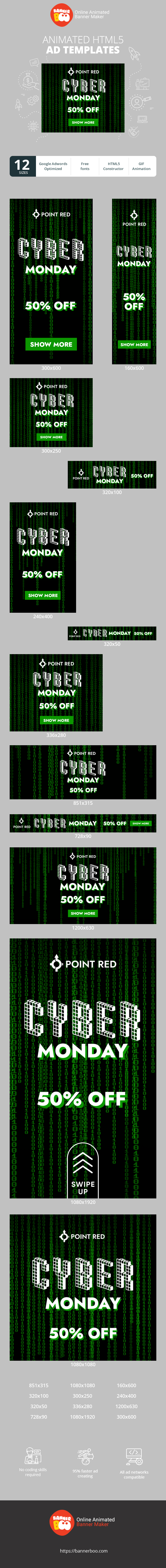 Szablon reklamy banerowej — Cyber Monday — 50% zniżki na cyfry