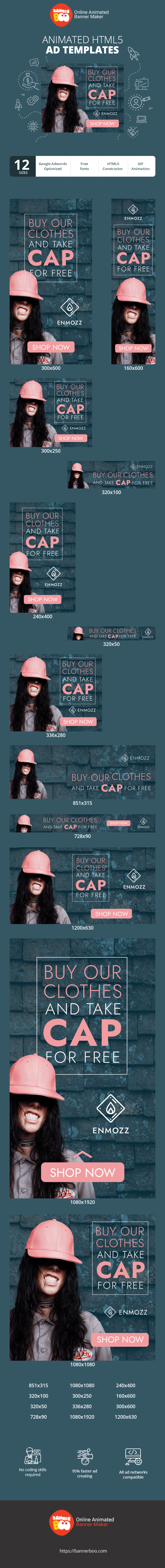 Szablon reklamy banerowej — Kup Nasze Ubrania — A Czapka Za Darmo