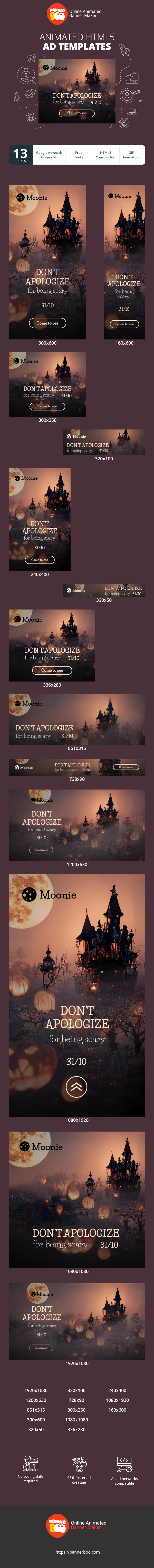 Szablon reklamy banerowej — Entschuldige dich nicht dafür, gruselig zu sein 31.10 — Halloween