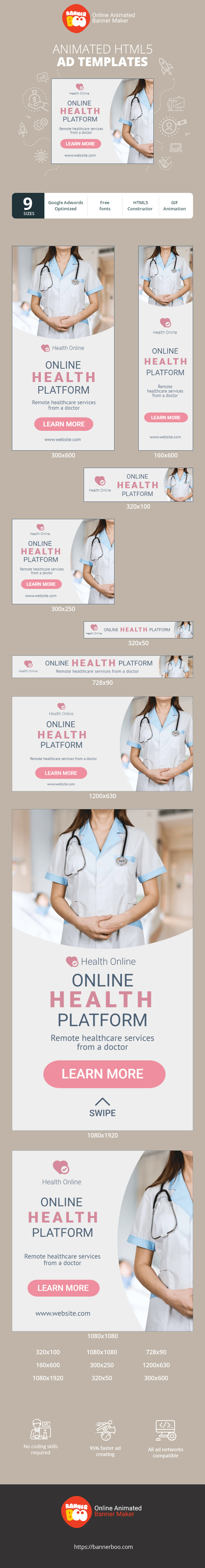 Banner ad template — Online Health Platform — Remote Healthcare Services From a Doctor
