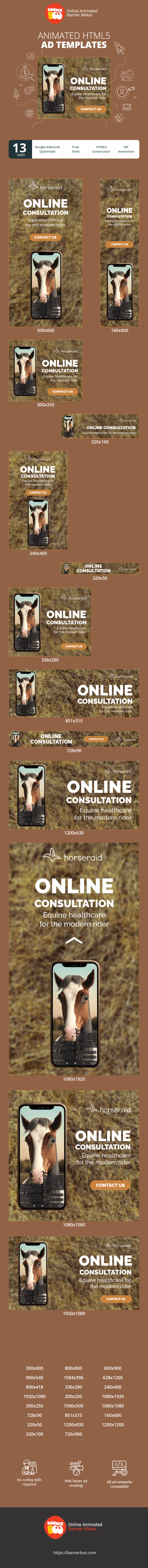 Banner ad template — Online Consultation — Equine Healthcare For The Modern Rider