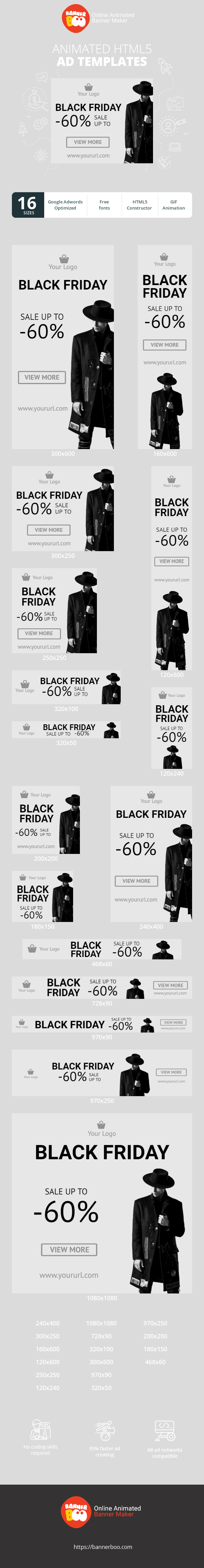 Szablon reklamy banerowej — Black Friday — Verkauf bis zu -60%