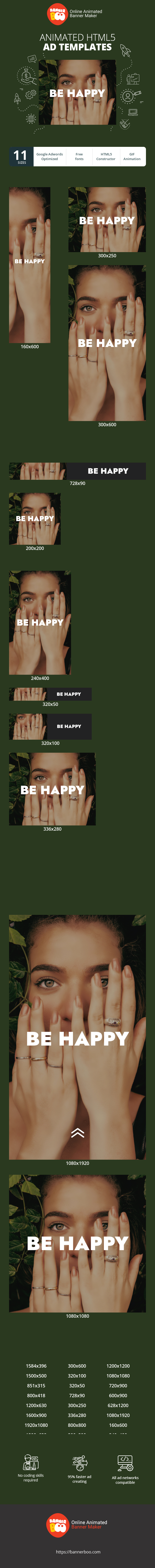 Banner ad template — Be Shine, Be Perfect, Be Queen, Be Pretty, Be Wild, Be Cool, Be Brave, Be Happy — Jewellery