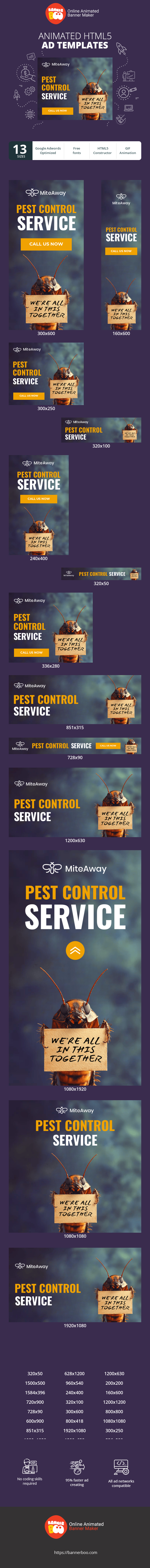 Banner ad template — Pest Control Service — We're All In This Together