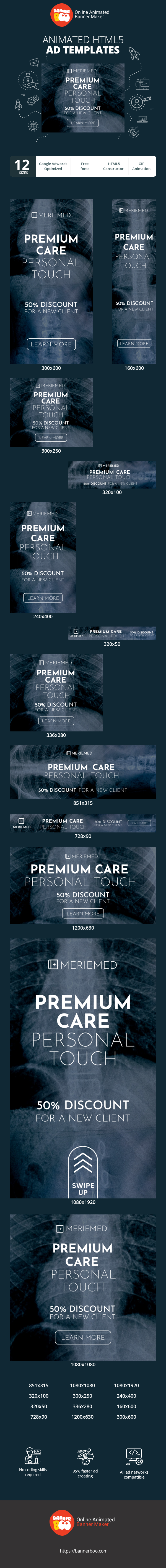 Szablon reklamy banerowej — Premium Care Persönliche Note — 50 % Rabatt für einen Neukunden