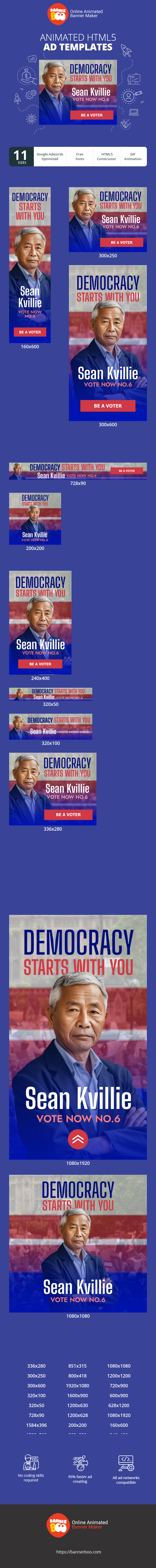 Szablon reklamy banerowej — Demokratie beginnt mit dir Sean Kvillie Jetzt wählen Nr.6 — Wahltag