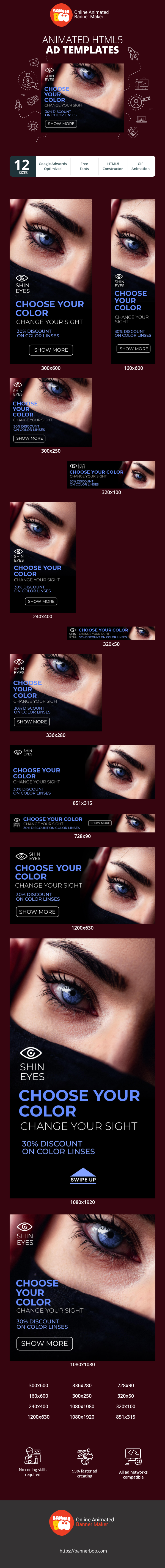 Banner ad template — Choose Your Color — Change Your Sight — 30% Discount On Color Lenses