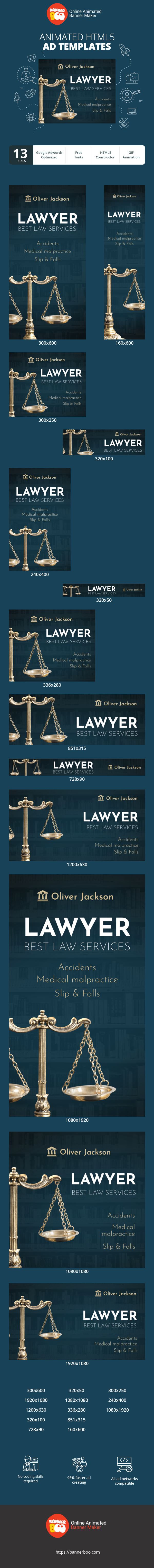 Banner ad template — Lawyer Best Law Services — Accidents, Medical Negligence, Slips & Trips