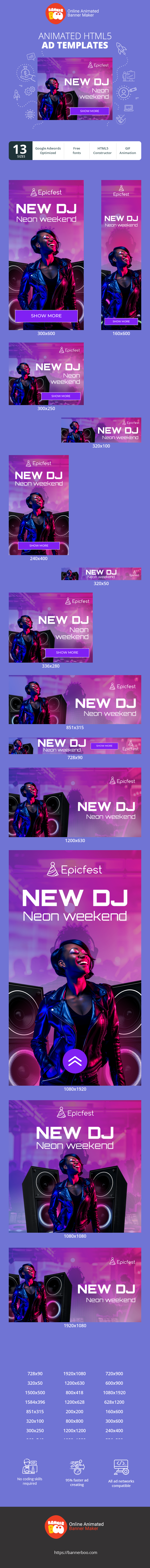 Szablon reklamy banerowej — Nowy DJ — Neonowy Weekend