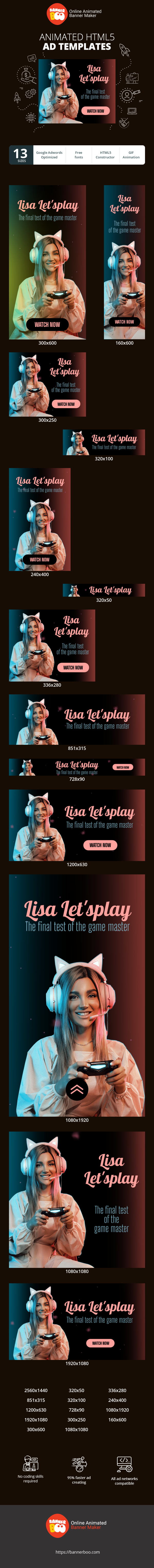Banner ad template — Lisa Let'splay — The Final Test Of The Game Master