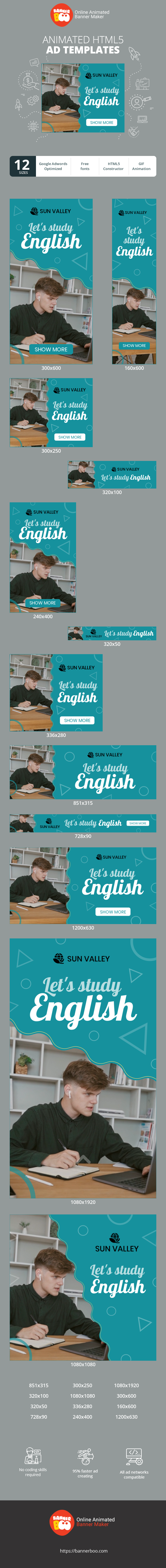 Szablon reklamy banerowej — Lass uns Englisch lernen — Bildung