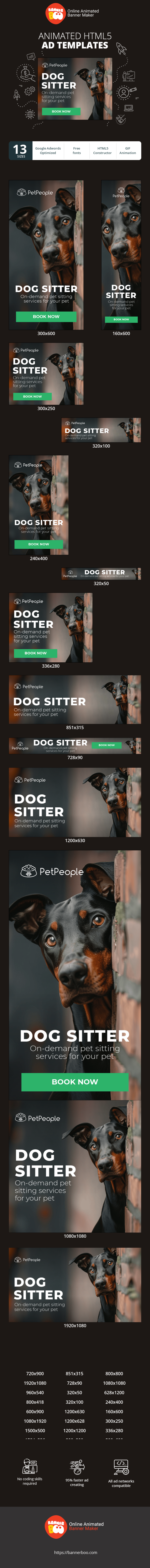 Banner ad template — Dog Sitter — On-Demand Pet Sitting Services For Your Pet