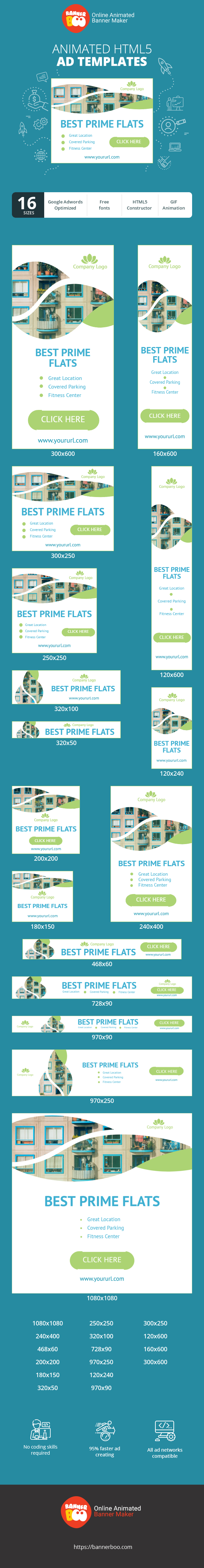 Banner ad template — Best Prime Flats — Location, Parking, Fitness Center