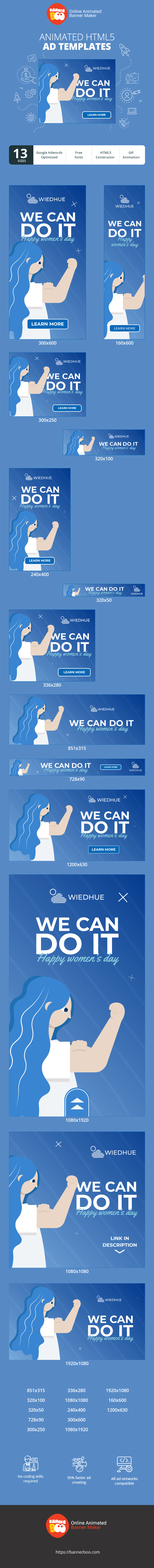 Banner ad template — We Can Do It — Happy Women's Day