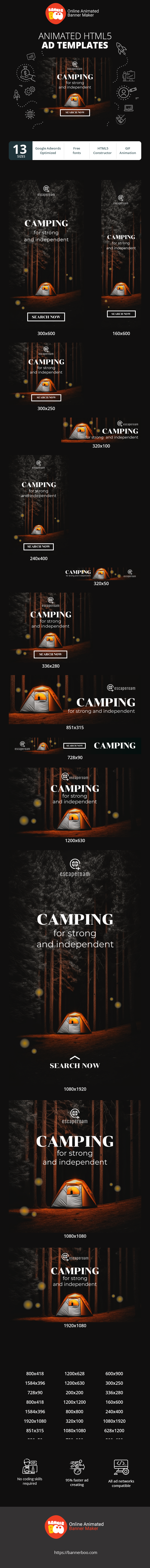 Szablon reklamy banerowej — Camping – Für stark und unabhängig