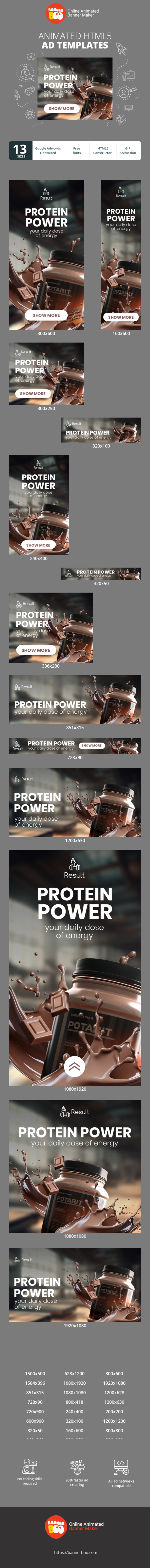 Banner ad template — Protein Power — Your Daily Dose Of Energy