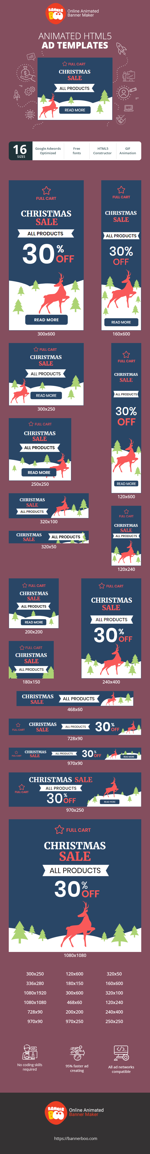 Banner ad template — Christmas Sale — All Products 30% Off