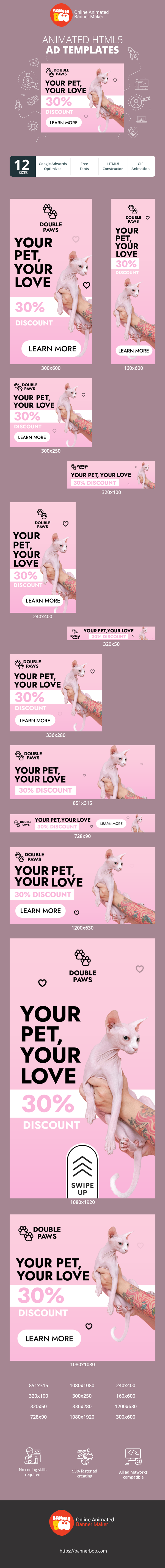 Banner ad template — Your Pet , Your Love — 30% Discount