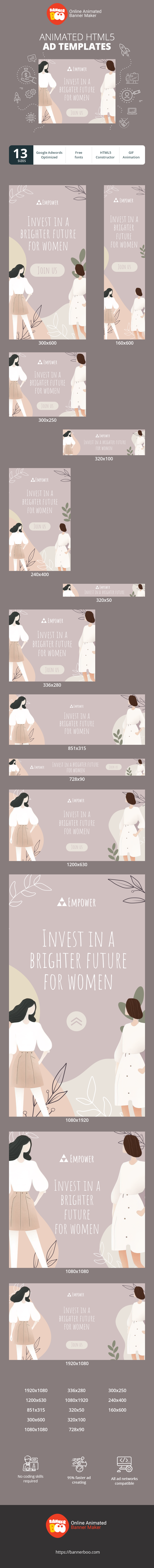 Banner ad template — Invest In A Brighter Future For Women — Women's Day