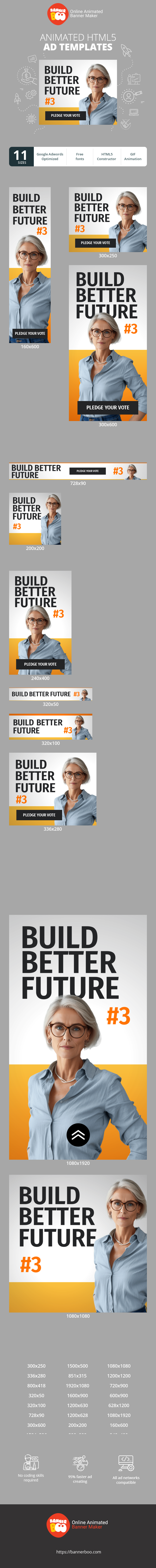 Szablon reklamy banerowej — Baue eine bessere Zukunft #3 Stimme für Jenie Ravioni — Wahltag der Zwischenwahlen