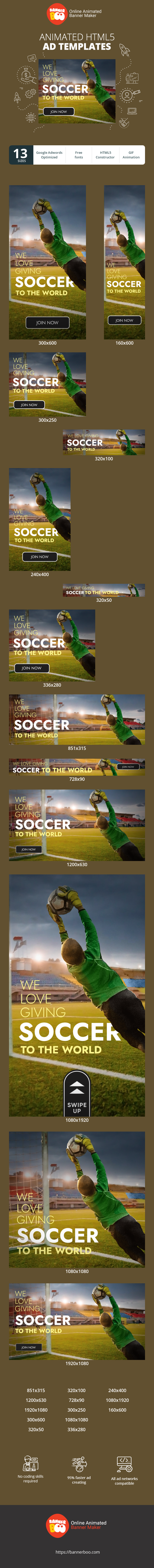 Banner ad template — We Love Giving Football To The World — Sport