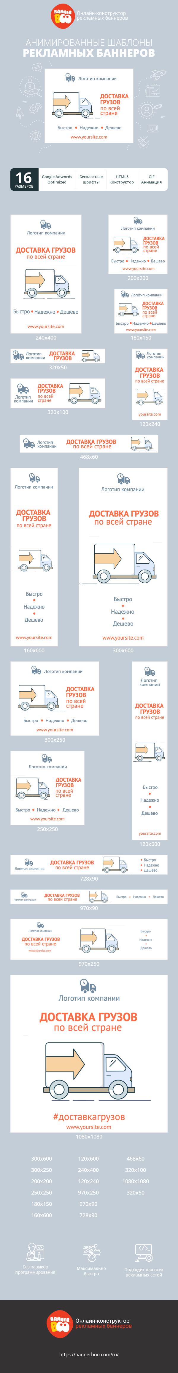 Шаблон рекламного баннера — Транспорт :: Доставка грузов по всей стране