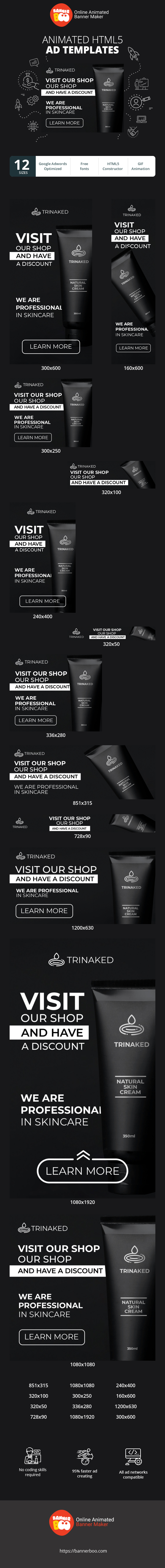 Banner ad template — Visit Our Shop And Enjoy a Discount — We Are Experts in Skincare