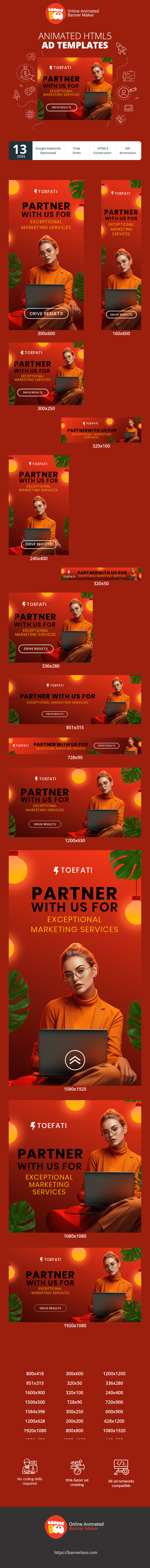Szablon reklamy banerowej — Arbeiten Sie mit uns zusammen für außergewöhnliche Marketingdienstleistungen — Marketingagenturen