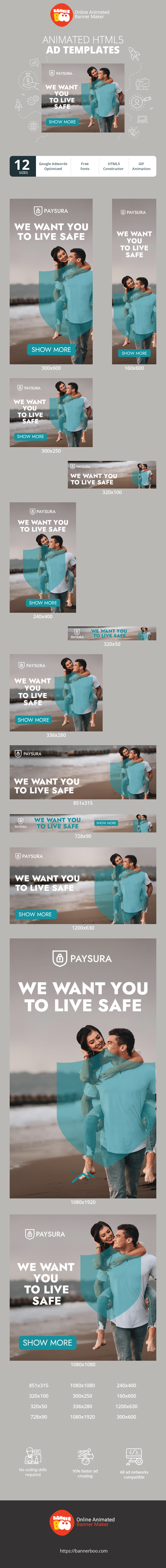 Szablon reklamy banerowej — Chcemy, abyś żył bezpiecznie — Ubezpieczenia