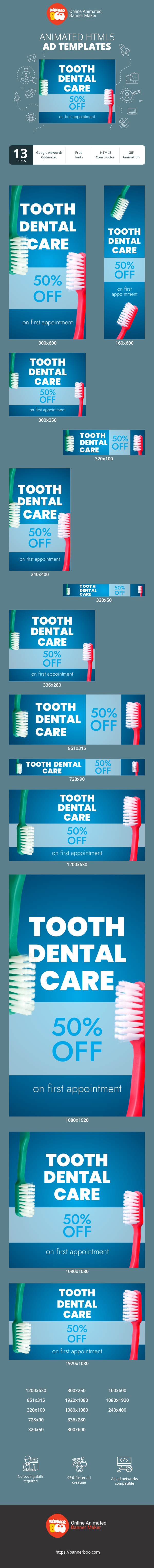Banner ad template — Tooth Dental Care  — 50% Off On First Appointment