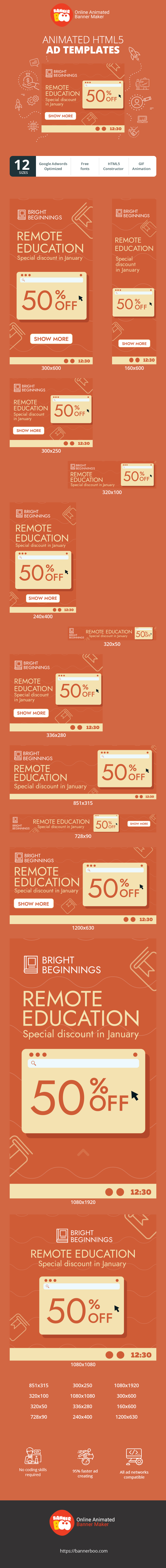 Banner ad template — Remote Education — Special Discount In January 50% Off