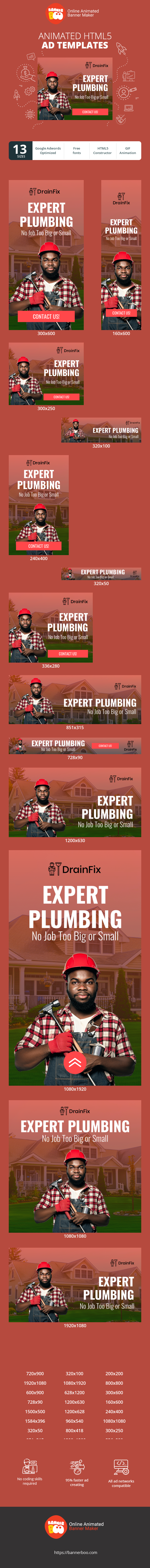 Banner ad template — Expert Plumbing — No Job Too Big Or Small