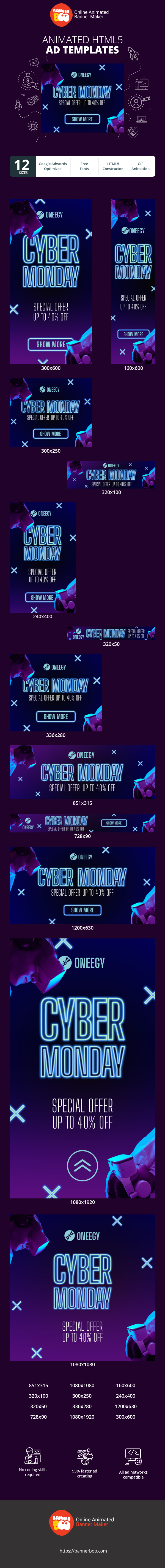 Szablon reklamy banerowej — Cyber Monday — Oferta specjalna do 40% zniżki