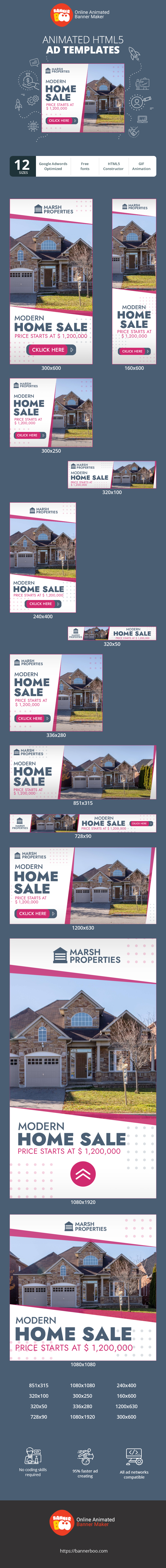 Banner ad template — Modern Home Sale — Price Starts At £1,200,000