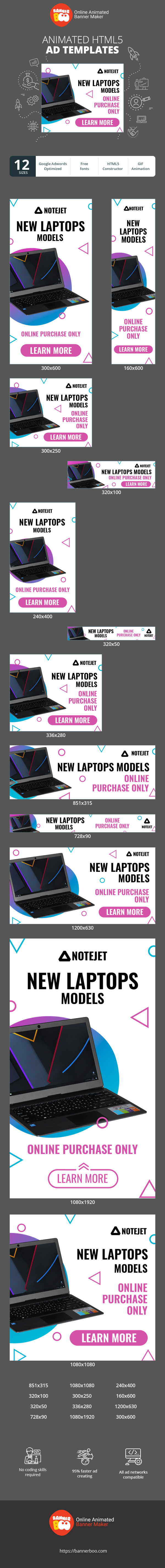 Szablon reklamy banerowej — Nowe modele laptopów — tylko zakup online