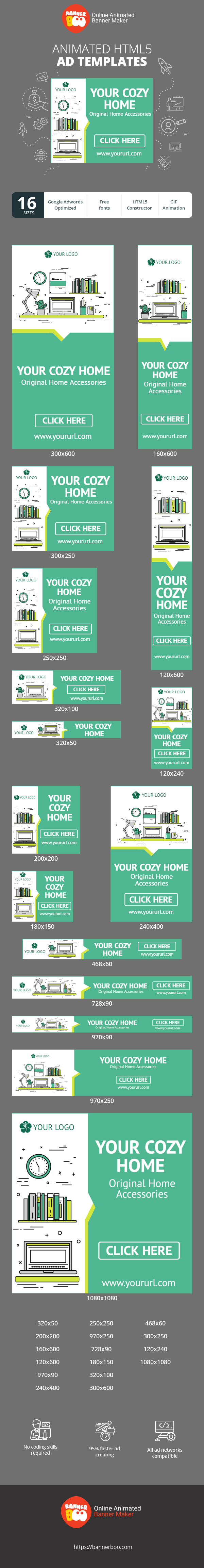 Szablon reklamy banerowej — Twój Przytulny Dom — Oryginalne Akcesoria Domowe