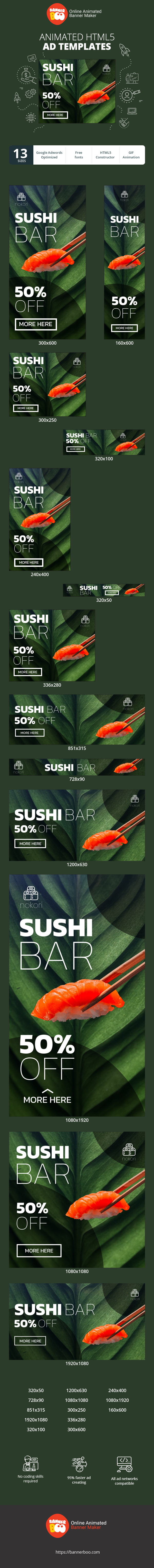 Szablon reklamy banerowej — Sushi Bar — 50 % Rabatt