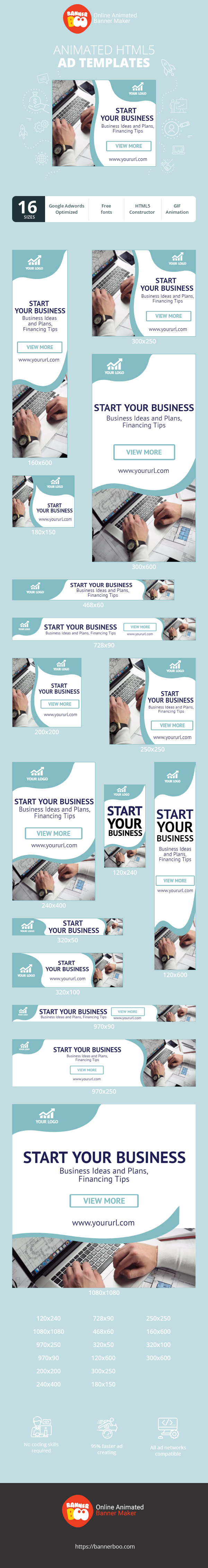 Banner ad template — Start Your Business — Business Ideas and Plans
