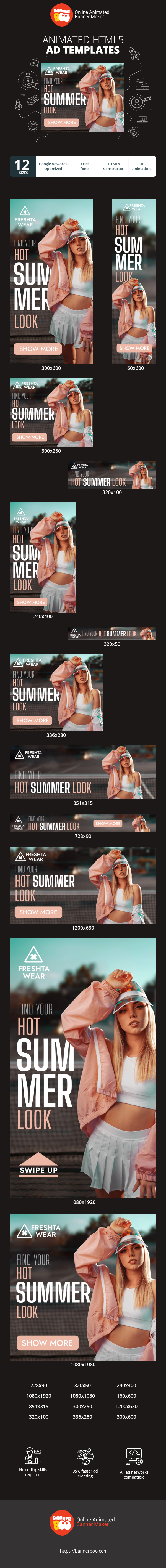 Banner ad template — Find Your Summer Look — Clothes Shop