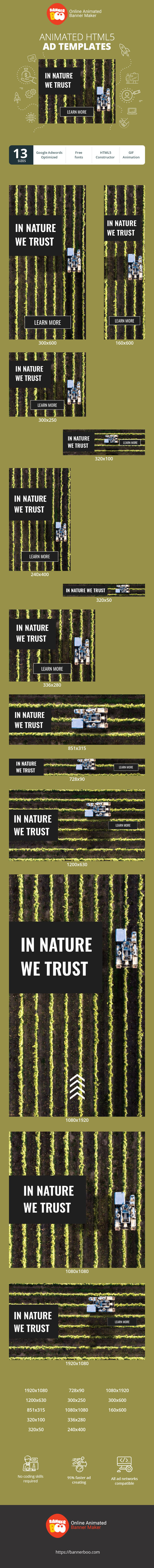 Banner ad template — In Nature We Trust — Sale & Repair Of Farm Equipment